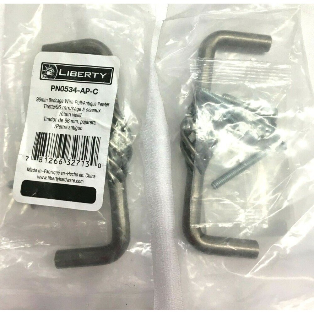 Liberty Lot of 2 Cabinet Pull Birdcage Antique Pewter 3.75" PN0534-AP-C New
